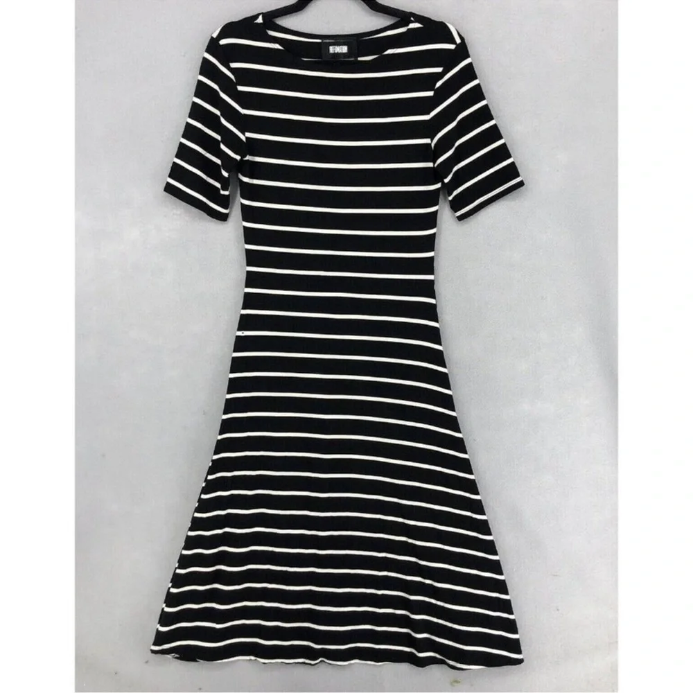 Reformation USA Womens Dress A-Line Flare Midi Striped Black White Size Snall - Picture 4 of 4